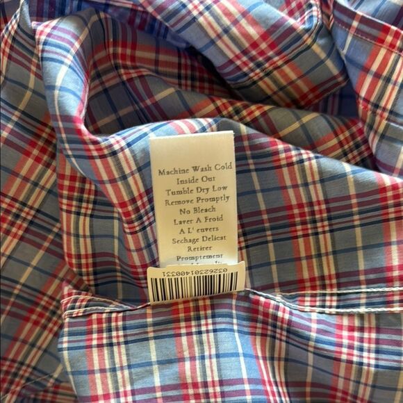 Frank & Eileen Relaxed Plaid Blue and Red Casual Button Down Shirt size small - Picture 7 of 8